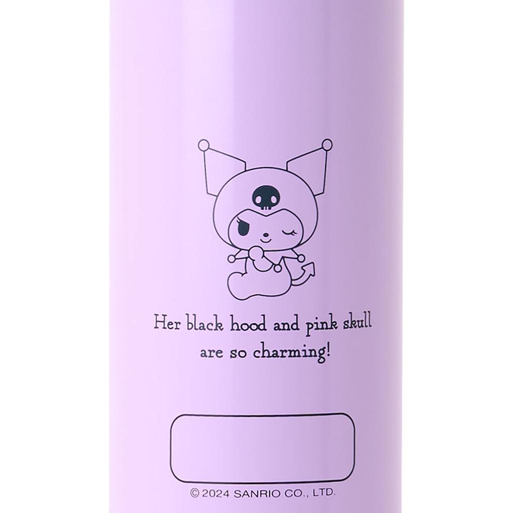 Sanrio Stainless Steel Bottle with Cold Storage Name Space One Touch Direct Drinking 091057 Cover, Kuromi, Children, Only, Capacity 470mL, Included,