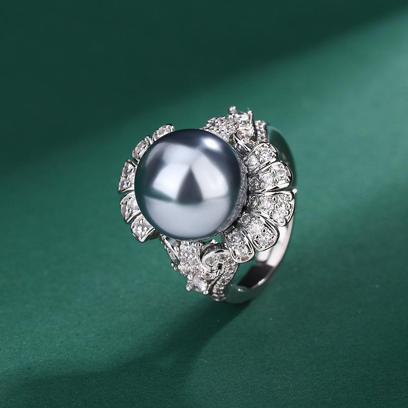 Ювелирное изделие имитация натурального жемчуга кольцо с французским цветком бриллиант белый ракушечный жемчуг кольцо на указательный палец желтое ракушечное бусино кольцо