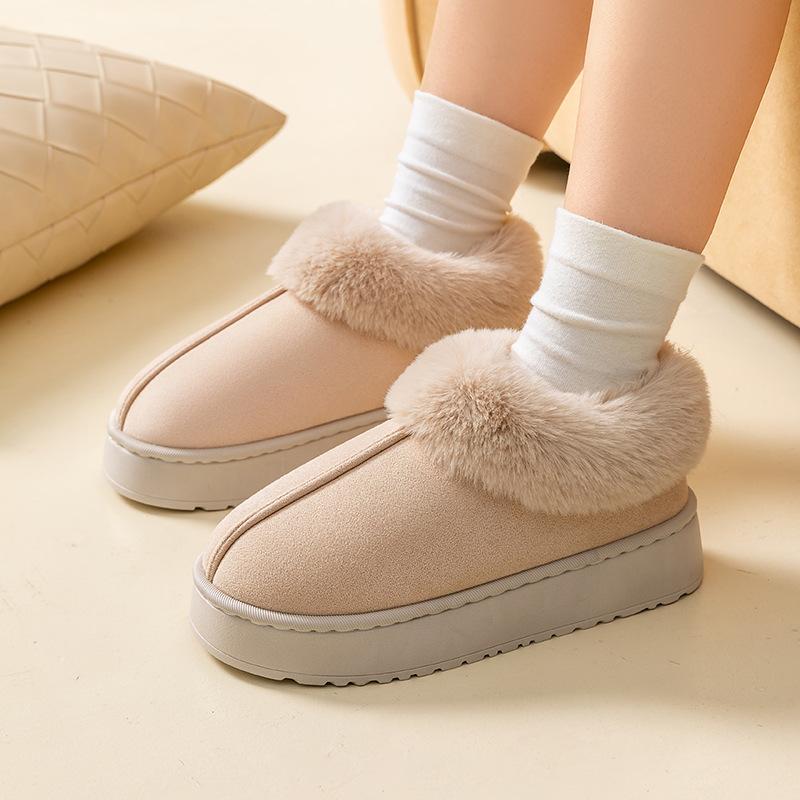 Plush Shoes Autumn and Winter Platform Bag Heel Cotton Shoes Pregnant Women Plush Warm Indoor Home Cotton Slippers