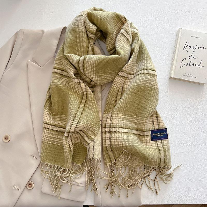 Осень и зима новый универсальный шарф женский утолщенный вязаный толстый бахромчатый теплый шарф имитация кашемира шаль