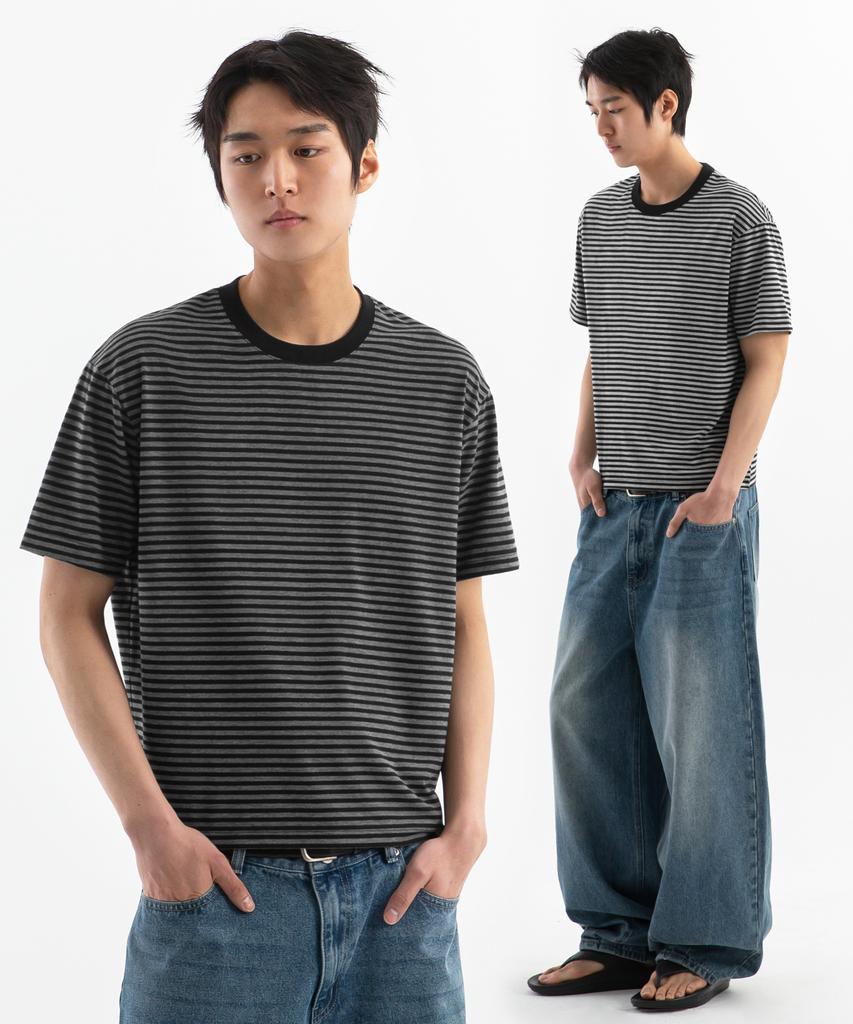 UNIONSTUDIO ( 2 шт. ) Является ли Stripe Crop Футболка с коротким рукавом ( 2 цвета )