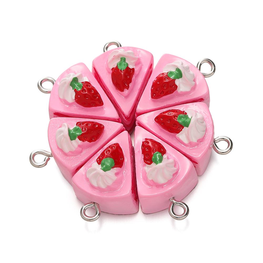 5Pcs/Lot Cartoon 3D Mini Strawberry Cake Resin Pendant Charm For Crafts Jewelry Making DIY Necklace Bracelet Earring Accessories