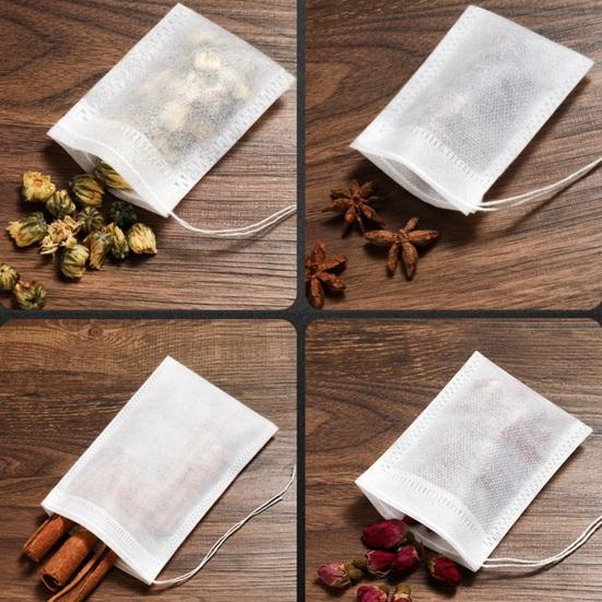 100 шт., пакеты для заварки чая, одноразовые, термостойкие, пищевые, без BPA, с плотными отверстиями, уплотнительный фильтр на шнурке, пустые пакеты для травяного чая, товары для дома