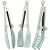 [3pcs Durable Silicone Tongs] 3pcs Durable Silicone Kitchen Tongs with Stainless Steel Handles | Multi-Use Cooking, Grilling, Pasta & BBQ Tongs