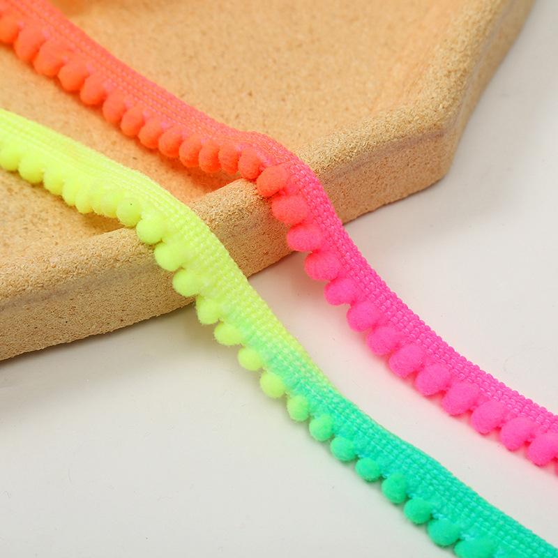 100 Yards Pom Poms Ball Lace Trim Colorful Pompom Fringe Ribbon Edge Sewing Lace Kintted Fabric Diy Clothing Decoration