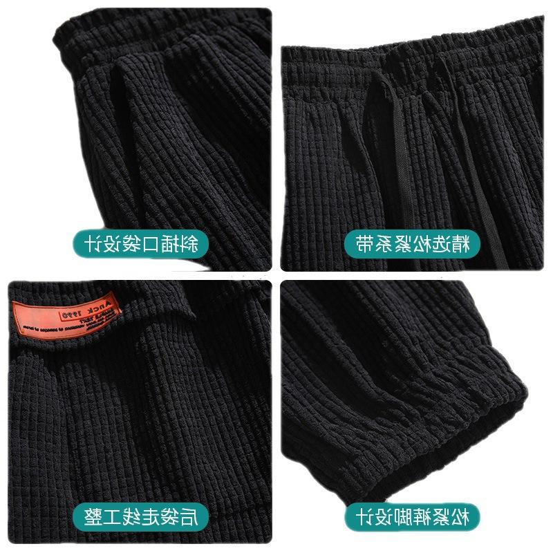 Мужские темно-синие вельветовые повседневные брюки с боковым карманом и кулиской на талии