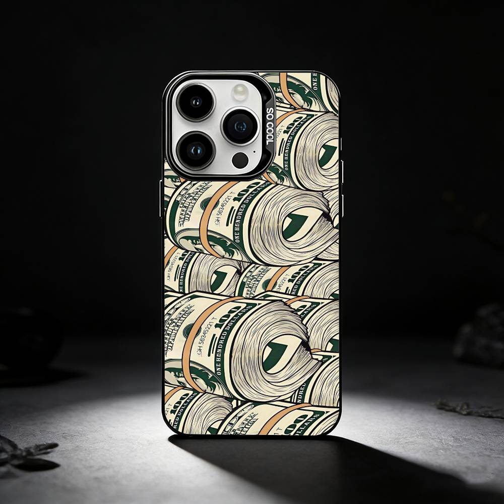 Dollar Bill Money Phone Case For iPhone 17,16,15,14,13,12,11 Plus,Pro Max,XS,Colored silver phone case