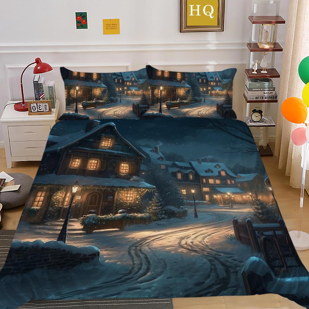 Домашнее постельное белье с рождественским принтом, королевский размер, полиэстеровая постельная одежда, детские милые покрывала высокого качества высокого качества