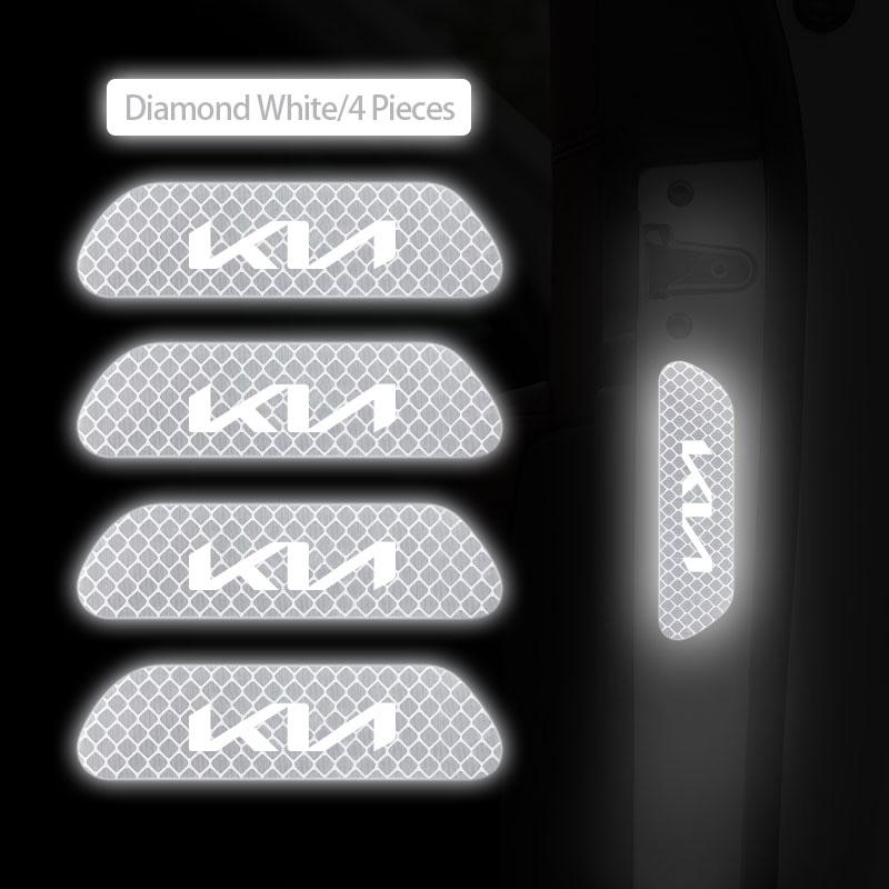 BJMISK1 4Pcs Car Stickers Door Opening Reflective Warning Sticker Valve For KIA K5 K9 Sorento Ceed Sportage Carnival Stinger Niro Soul