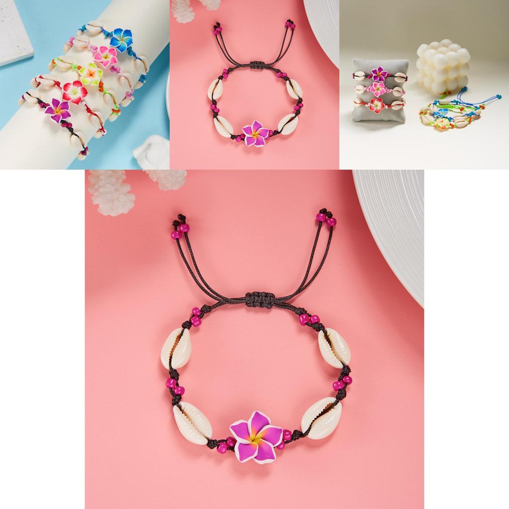 Summer Fashion Handmade Flower Bead Anklet With Adjustable Woven Design For Women