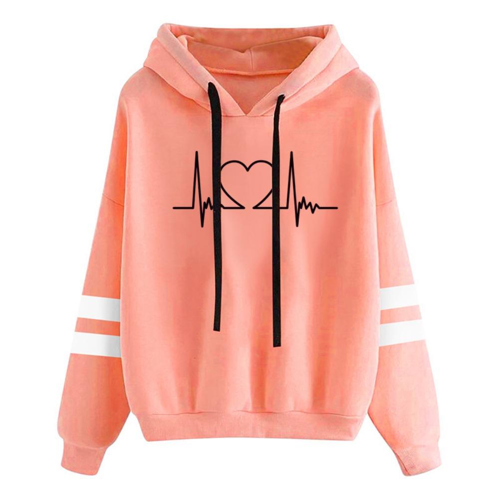 2025 European and American autumn and winter new women's clothing jacket printed loose pocket hooded long sleeve