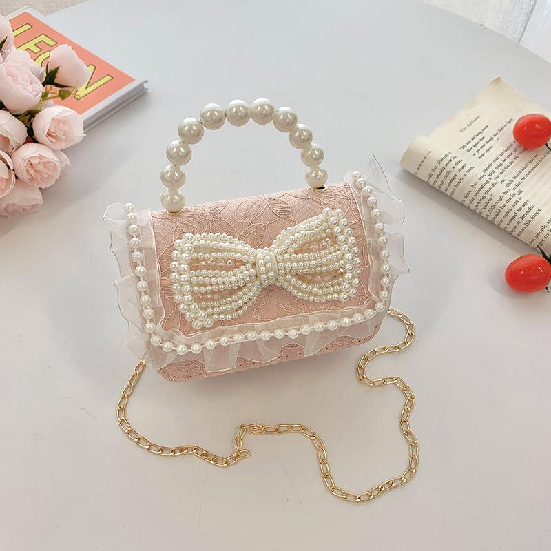 New Lace Pearl Bow Small Square Bag Travel Lipstick Crossbody Bag Small Bag Bolsos De Mujer Lujo 2025 Drop Shipping