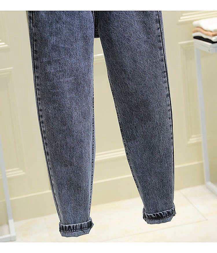 Женские джинсы с высокой талией, рваные, дымчато-серые - Корейский стиль, облегающие, прямые, брюки-гаремы