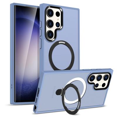 Складной держатель для Magsafe Прозрачный чехол для Samsung Galaxy S25 S22 Ultra S24 Plus S23 FE Магнитная беспроводная зарядка Подставка для объектива Чехол