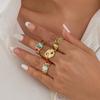 4 pcs Crystal Bracelets Zircon Pleated Open Ring Colorful Vintage Ring Set  Girls