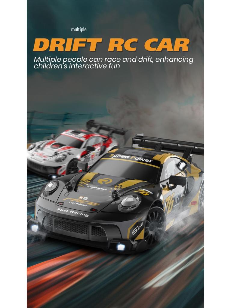 1/24 AE86 RC Drift Car with Lights: High-Speed, Four-Wheel Drive, Rechargeable Mini GTR for Boys