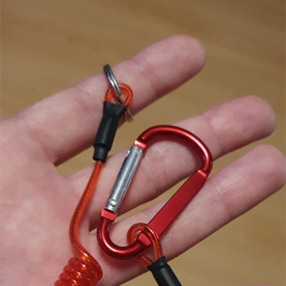 Carabiner Outdoor Key Cord Safety Rope Spring Elastic Rope Spiral Coiled Lanyard Fishing Lanyards