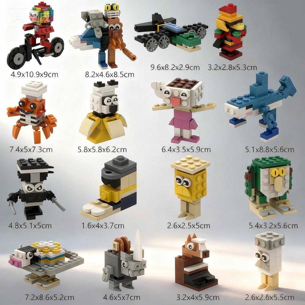 Строительные блоки Brainrot Bricks Tung Tung Sahur Tralalero, Забавный набор для сборки модели, Креативный подарок для детей, подростков и взрослых