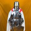 Full-Size 6-Foot Templar Knight Armor Suit Polished Medieval Roman Steel Armor with Display Stand  Ideal for Home Décor