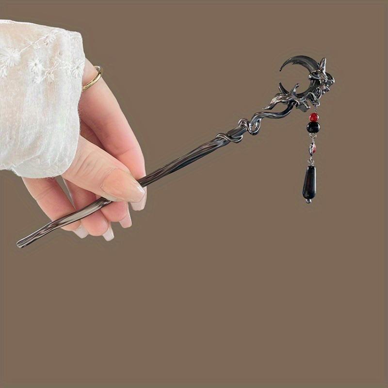 2025 Новые китайские шпильки для волос в стиле черной луны для женщин, винтажные металлические кисточки, шпильки для волос в форме палочек для еды ханьфу, аксессуары для волос