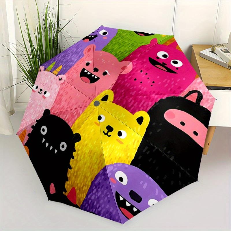 1 шт. Зонт-автомат «Вечеринка Монстров» с кнопкой одного нажатия, Ветрозащитная конструкция, Легкий портативный зонт для женщин и мужчин6095