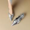 Pointed Toe Sexy Silver Low Heels Party Shoes Women Sandals Designer Summer Brand Pumps Slingback Casual Shoes Sandals