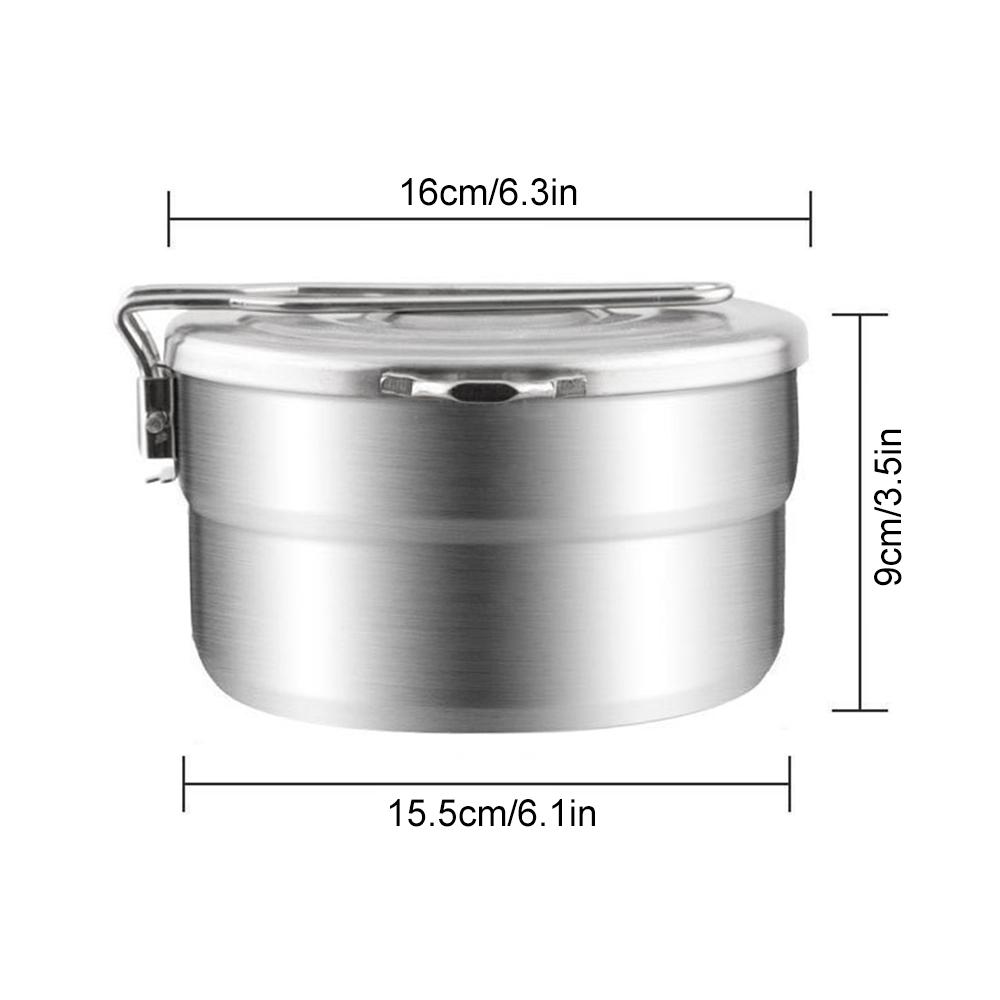 1.5L Stainless Steel Lunch Case with Storage Bag Camping Pot for Backpacking Hikiing Fishing