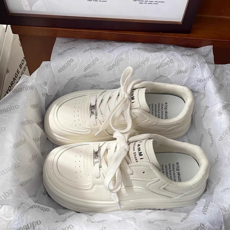 Маленькие белые туфли fufu Milk, женские, 2024, новые, на толстой подошве, универсальные, повседневные, спортивные туфли, нишевый дизайн, обувь для досок