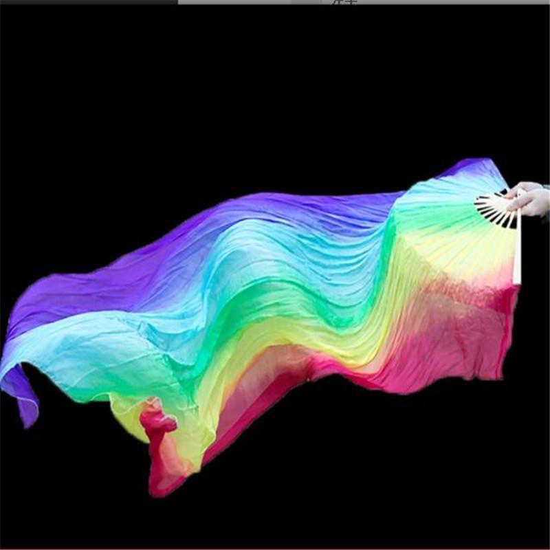 Hand-Made Faux Silk Belly Dance Fan Veils - Bamboo Long Fans Veils Available In 6 Stunning Colors for Dance Performances