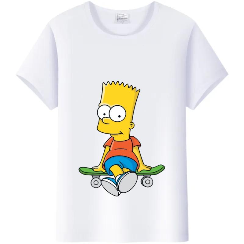 Casual Unisex Cartoon Simpson Harajuku T-shirt Summer Blouses White Tees Tops Short Sleeve Blouses 90S Tshirt