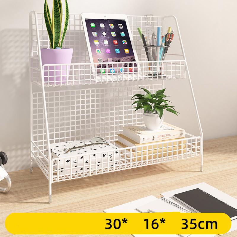 Desktop Shelf Storage Office Finishing Rack Bedside Bay Window Table Multi-layer Wrought Iron Desk Small Book Shelf