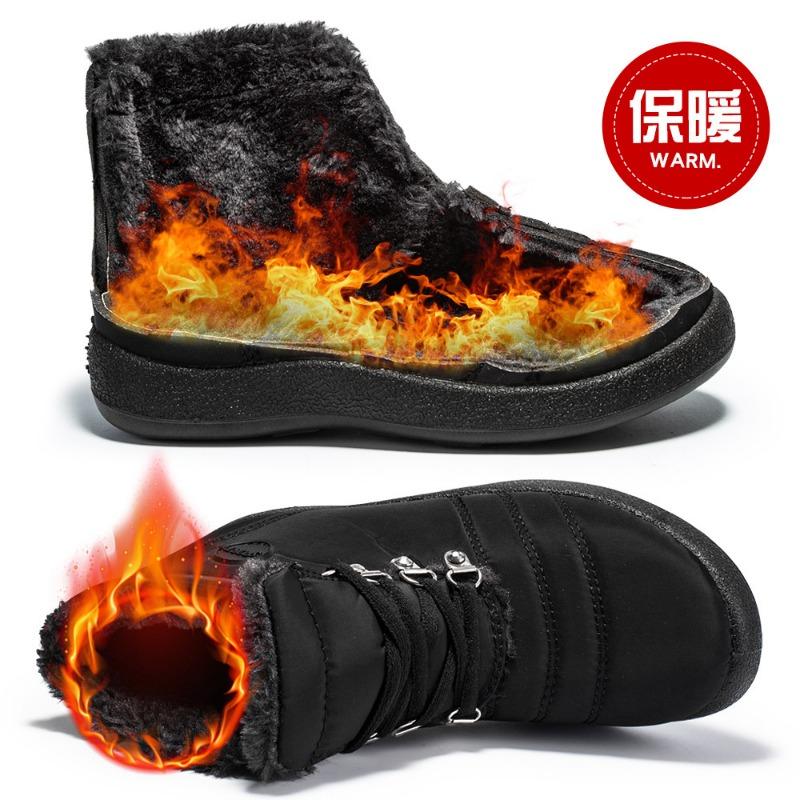 Модные женские зимние ботинки, теплые, для мамы, легкие, хлопковые туфли, женские водонепроницаемые короткие ботинки, меховая шнуровка, черные ботильоны для зимы