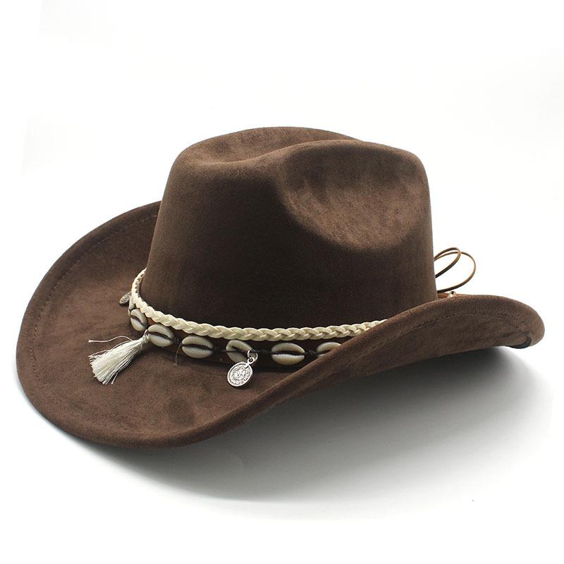 White Fringed Decorative Suede Fleece Warped Edge Western Cowboy Hat Men And Women Outdoor Curled Brim Ethnic Style Top Hat Felt Hat