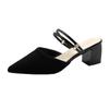 Women Mules Shoes  Summer New Pointed Toe Chunky Heels Ladies Slippers Fashion Plus Size Dress Party Mid Heel Shoes Women