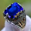 Inlaid Emerald Men's Luxury Ring Personality Retro Domineering Gem Sapphire Ring To Attend The Banquet Party Business Jewelry