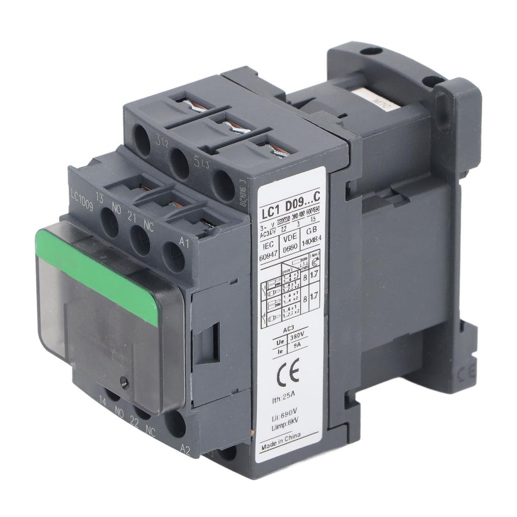 Low Voltage AC Contactor 1 Normally Open 1 Normally Closed LC1D09 Electronic Contactor 9A 380V Rated