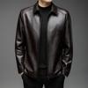 Кожаная куртка мужская осенне-зимняя мужская куртка из мягкой кожи с лацканами для мужчин среднего возраста в деловом повседневном стиле из флиса