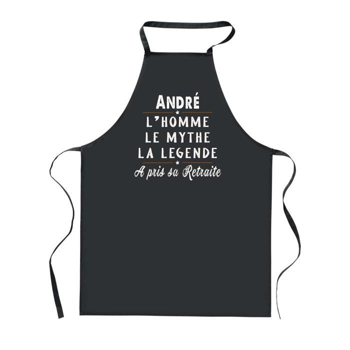 Tablier de cuisine - André Retraite - Noir - Impression bretonne - Coton résistant
