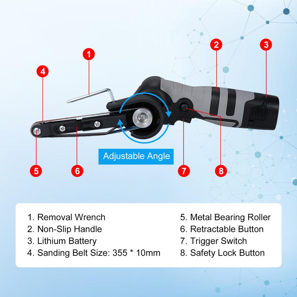 Электрический мини-ленточный шлифовальный станок Угловая шлифовальная машина Инструмент для шлифовальной ленты Машина для шлифовки труб Ленточная шлифовальная машина Полировальная лента