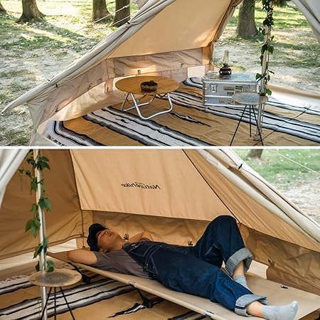 Naturehike Direct Shop Одностоечная палатка Колокольная палатка Персональная поликоттон TC Материал Вентиляция 4 сезона Шпиль Палатка Пирамида Палатка Семейный кемпинг на открытом воздухе