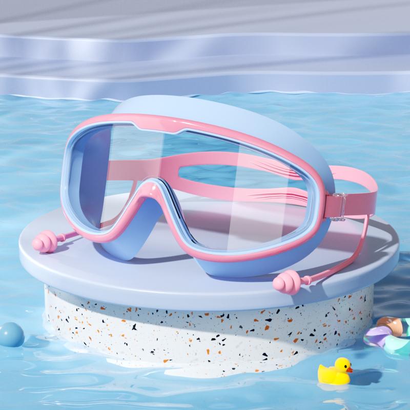 Детские плавательные очки с большой оправой, HD-обзор, защита от запотевания, водонепроницаемые, детские очки для плавания, для мальчиков и девочек, многоцветные на выбор, Li Практичное использование