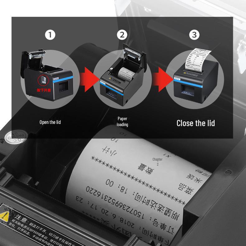 Термопринтер для чеков Xinye XP-n160ii Bluetooth: Компактный, с автоматической резкой бумаги, мобильное использование для еды на вынос.