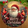 Cardinal Wooden Sign with Santa Claus Pattern - Merry Christmas Round Sign for Front Door Wall Hanging Decor - Ideal Christmas Decoration
