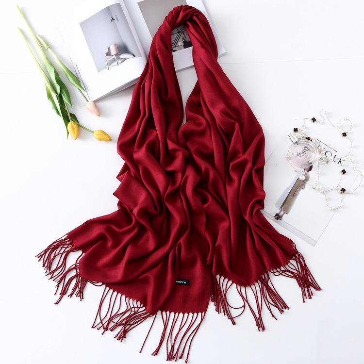 2024 Autumn And Winter New Solid Color Extended Thin Imitation Cashmere Scarf Versatile Warm Neck Protection Scarf Shawl For Women