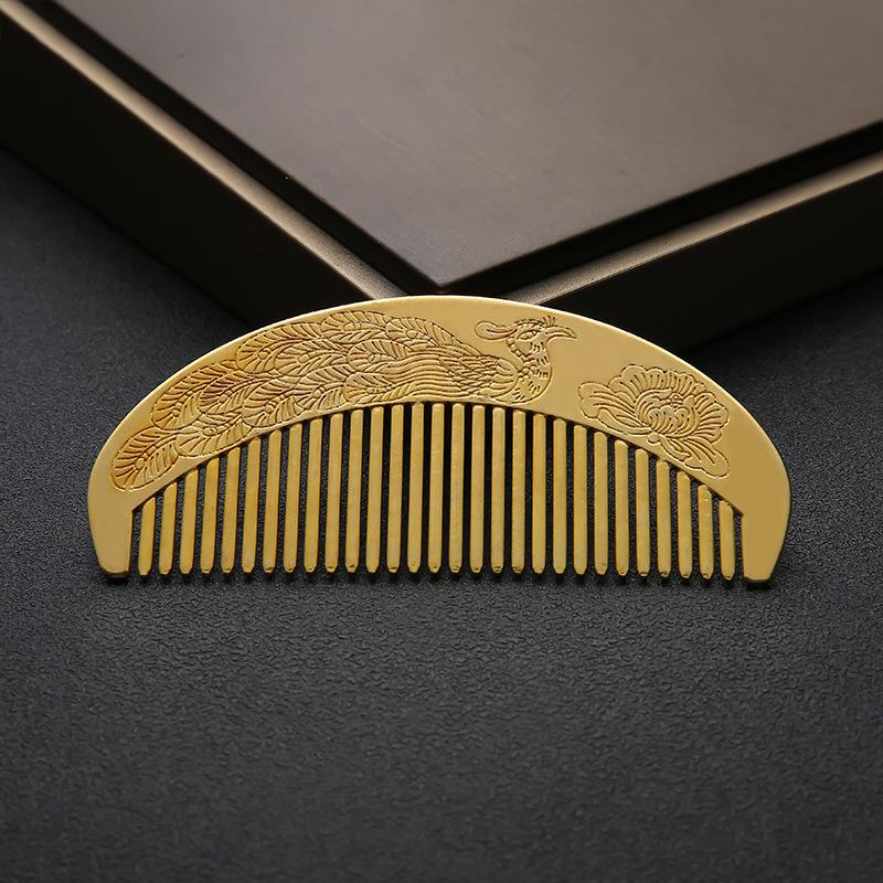 Гребень для волос из латуни «Рыбы и павлин»: Выпрямитель для волос с медным напылением для женщин.