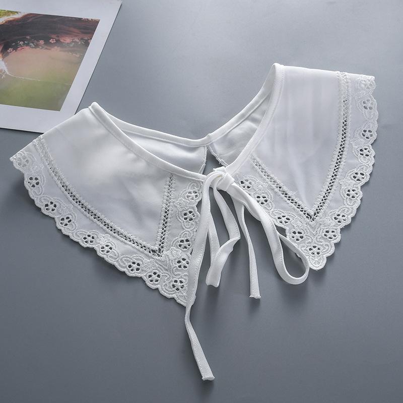 Fashion Women Girls Lolita Doll Shawl Fake Collar Embroidery Necklace Lapel Blouse Shoulder Wrap Short Capelet False Collar