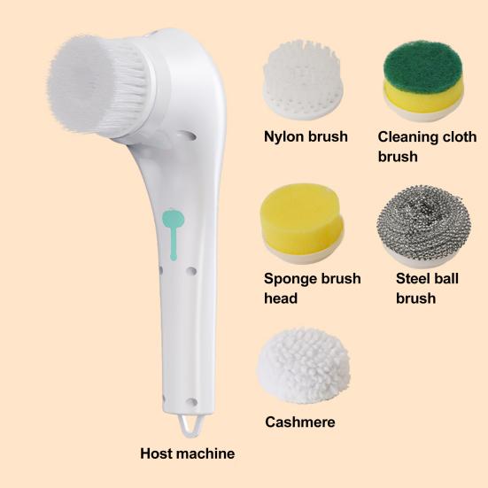 Электрическая щетка для чистки Spin Scrubber, беспроводная, перезаряжаемая, с 5 сменными головками, мощный двигатель, чистящая щетка