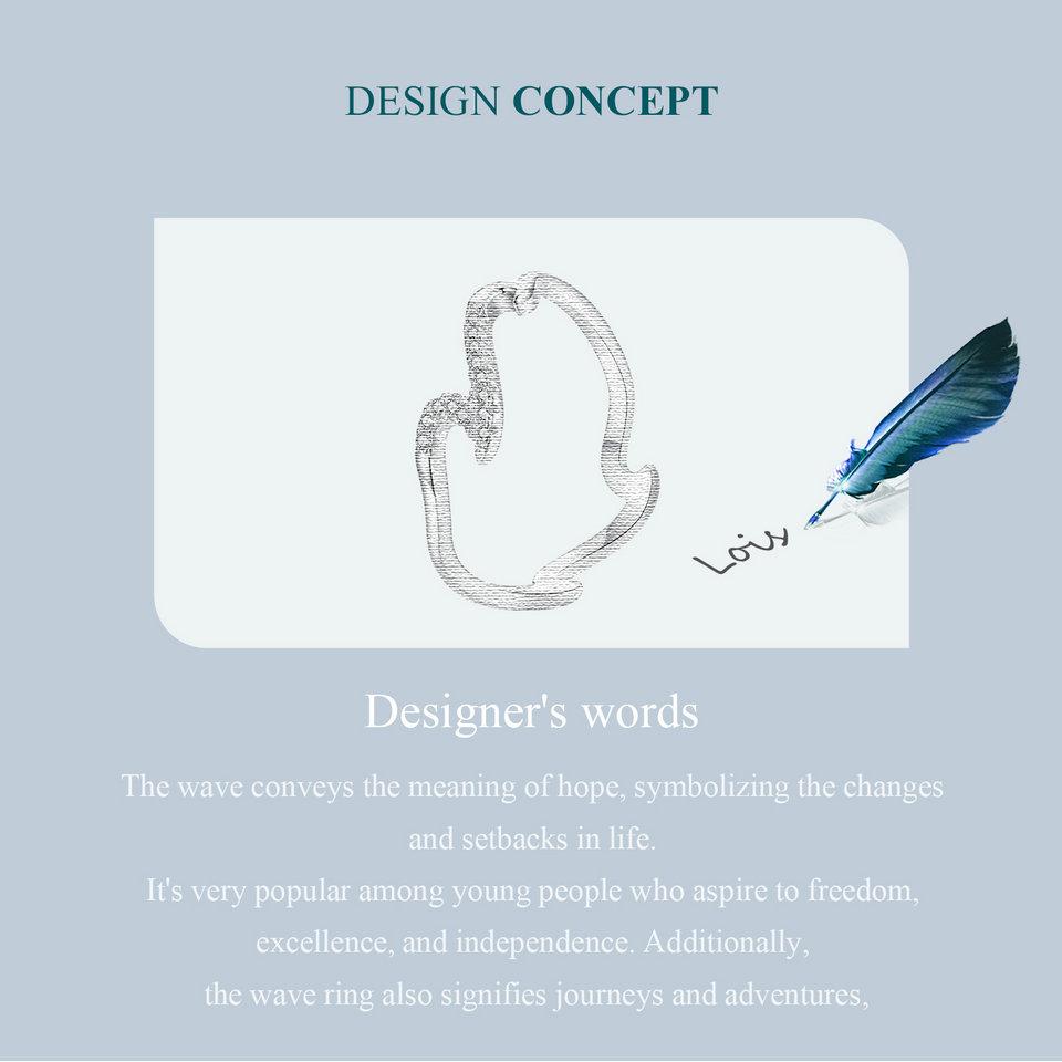 BAMOER 925 стерлингового серебра волна кольцо дизайн Sense модное кольцо позолоченное белое золото для женщин ювелирные изделия подарок