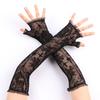 Black Mesh Sexy Fingerless Lace Sunscreen Gloves Long Arm Sleeves Cosplay Halloween Performance Costumes Accessories
