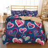 Love Heart Duvet Cover Set for Girls Kids Cute Love Hearts Comforter Cover Geometric Bedding Set Romantic Polyester Quilt Cover
